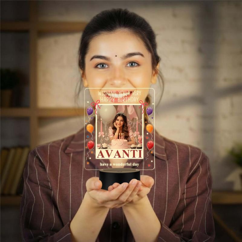 Personalized Birthday UV Print LED Lamp – Custom Photo & Name Acrylic Night Light